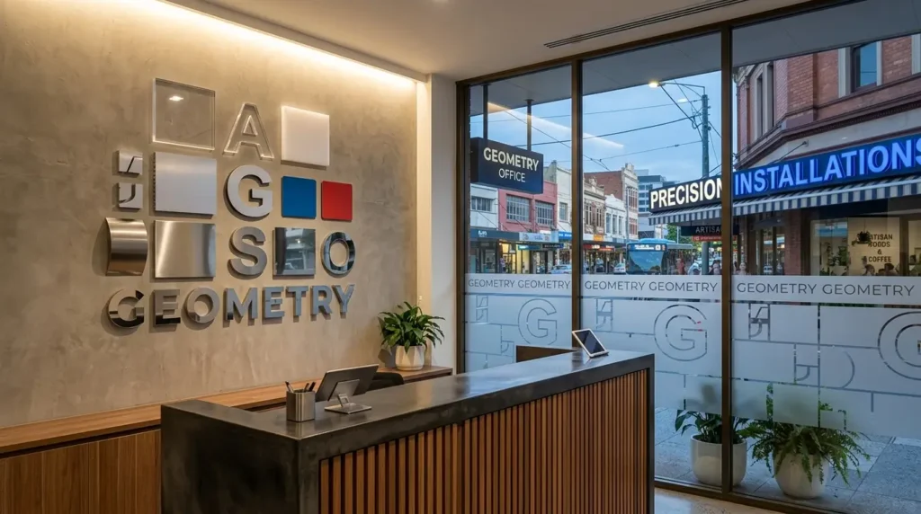 Raised a 3D logo sign in a Brisbane office reception.
