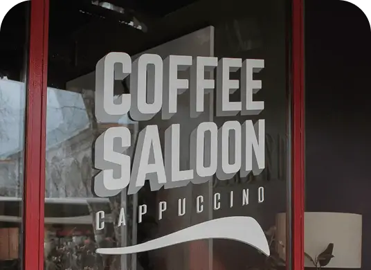 Window graphics Brisbane for a Coffee Saloon.